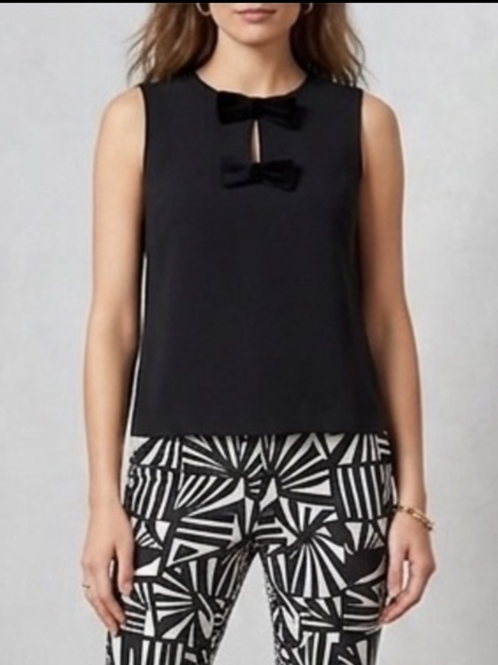 Kate Spade Black Sleeveless Top with Bow Details
